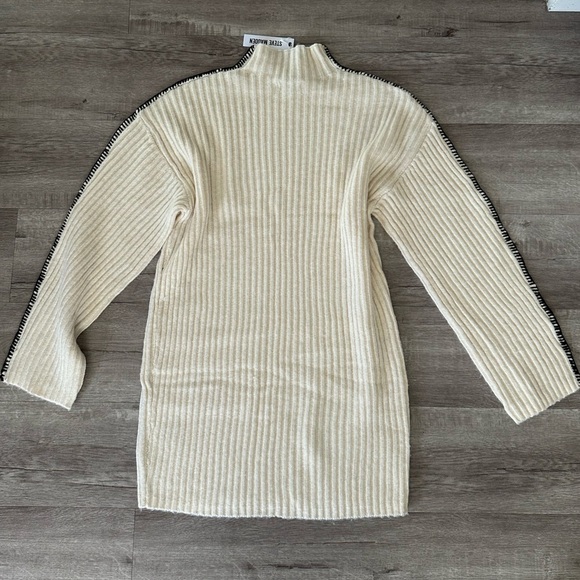 NWT Steve Madden Women’s Mock Neck Rib Dress In White Cap - Picture 8 of 11